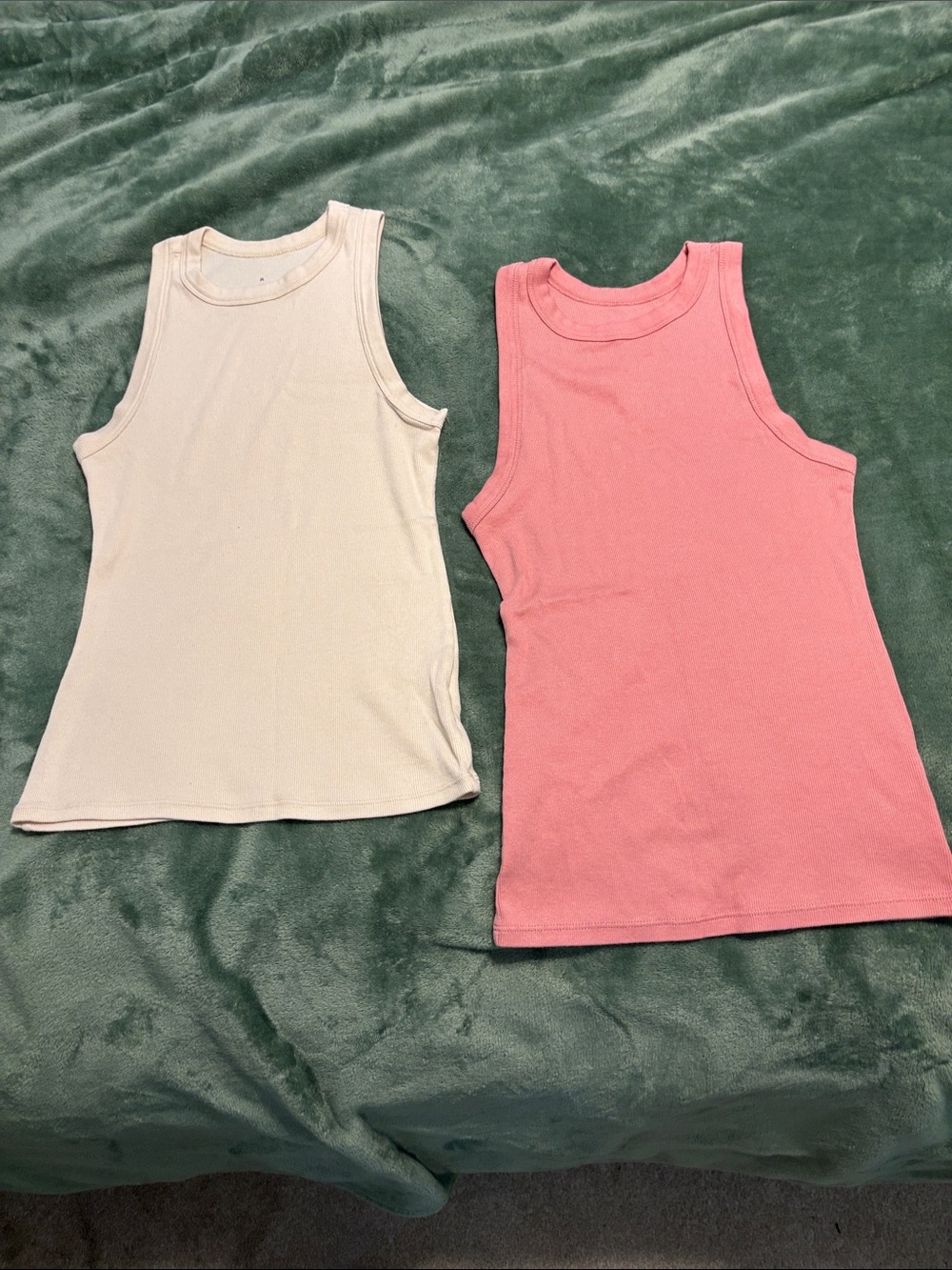 Women’s Ribbed Tank Top Duo in Pink and Cream